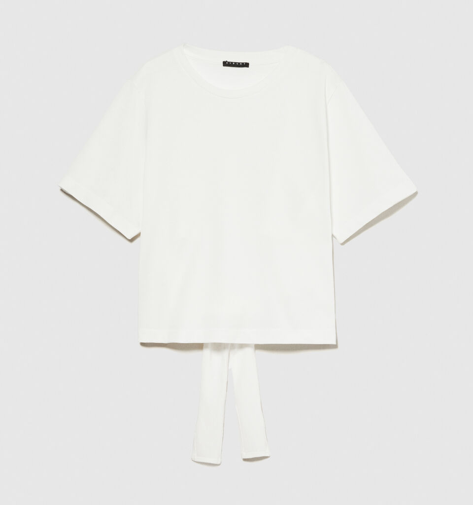 T-shirt with bow - women's short sleeve t-shirts - White | Sisley image number 6